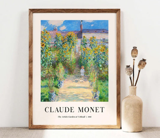 Claude Monet Art Print, Artist's Garden, Sunflowers Art, Flowers Home Decor, Botanical Monet Reproduction Exhibition Poster, PRINTABLE art