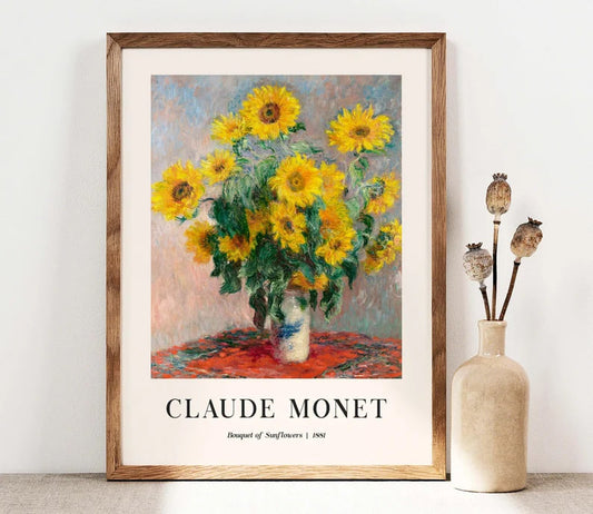 Yellow flowers, Claude Monet Art Print, Bouquet of Sunflowers Art, Flowers Home Decor, French Country Wall Decor, Cottage Print, 