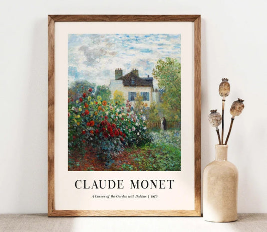 Claude Monet Art Print, Dahlias garden, Landscape Art, Flowers Home Decor, French Country Wall Decor, Cottage Print, Botanical PRINTABLE art