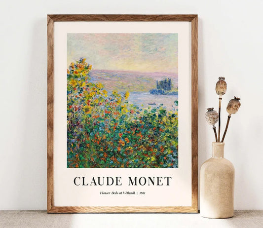 Claude Monet Art Print, Flower Beds, Flowers Art, Wildflowers Home Decor, French Country Wall Decor, Cottage Print, Botanical PRINTABLE