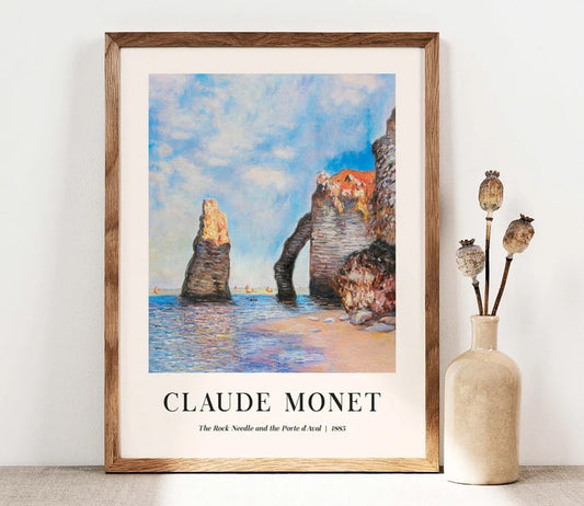 Claude Monet Art Print, The Rock Needle, Cliff Sea Art, Coastal Home Decor, Beach art, Monet Reproduction Exhibition Poster, PRINTABLE art