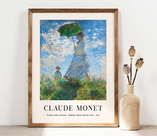 Claude Monet Art Print, Woman with a Parasol, Madame Monet and Her Son Art, French Country Wall Decor, Cottage Print, Botanical PRINTABLE