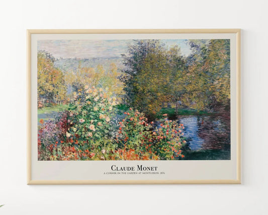 Claude Monet Print, Garden at Montgeron Poster, Blue Green Wall Art, Vintage Floral Impressionism Painting Decor, High Quality, Gift Idea