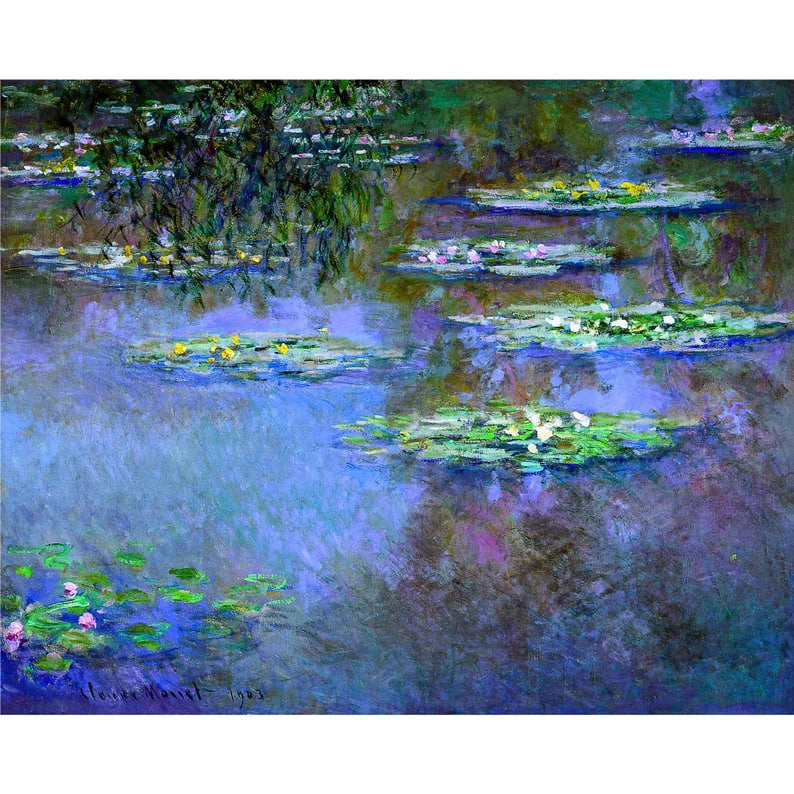 Claude Monet, Water Lilies, 1903 | Art Print | Canvas Print | Fine Art Poster | Art Reproduction | Archival Giclee | Gift Wrapped  Wall art, Home Decor, Vintage Poste, Poster, Vintage, housewarming gift, Gifts for sister, Gifts for mom, Gifts for friends,Gifts, 	Art, Painting