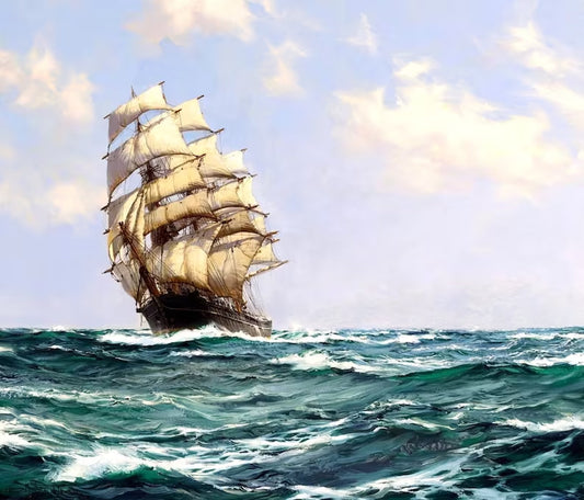 Clipper Ship On The High Seas Painting By Montague Dawson Print Poster Wall art, Home Decor, Vintage Poste, Poster, Vintage, housewarming gift, Gifts for sister, Gifts for mom, Gifts for friends,Gifts, 	Art, Painting