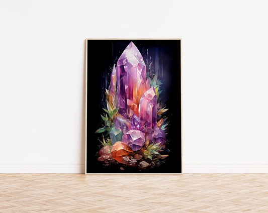 Crystal Magic Poster, original gift, Enchanting Crystal Print ,Spiritual Wall Art, lucky gift, Chakra Balancing Print, HIGH QUALITY POSTER