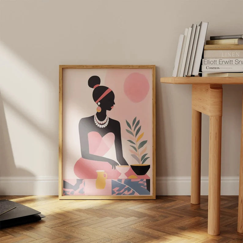 Wall art, print, Poster, Housewarming, Home decor, Girl, Art print, art, Aesthetic, Gifts, Vintage, Interracial Poster, Women Power, Colorful Print, Feminism Art, Ethnic Woman