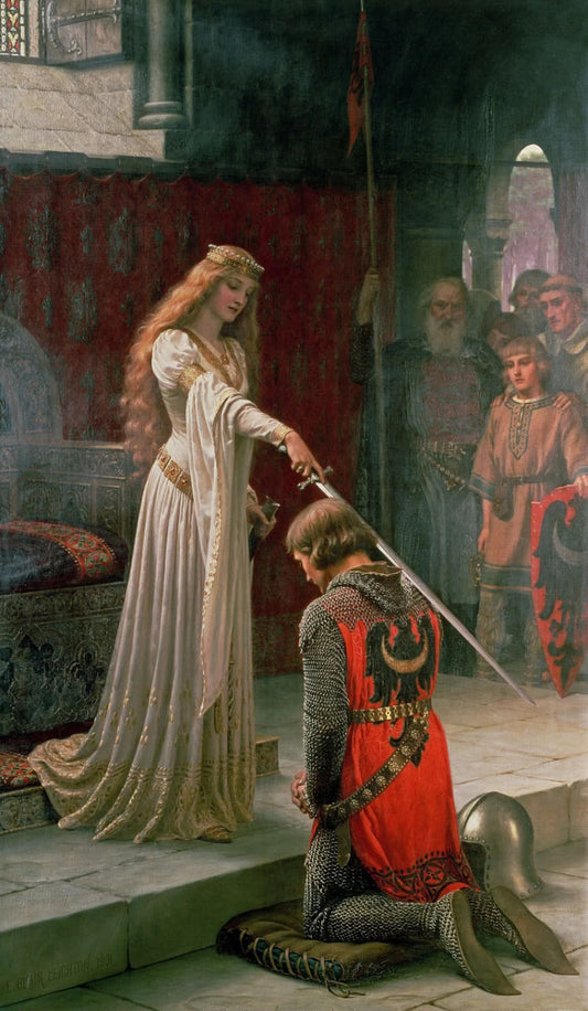 Edmund Blair Leighton - The Accolade Print Poster Wall art, Home Decor, Vintage Poste, Poster, Vintage, housewarming gift, Gifts for sister, Gifts for mom, Gifts for friends,Gifts, 	Art