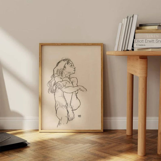 vintage poster, Minimalist decoration, gallery wall, famous art, egon schiele art, egon schiele poster, rare egon schiele, Portrait of a girl Beige, art print, baby gifts, Gifts for wife, Gifts for sister, Gifts for mom, Gifts for husband, Gifts for girls