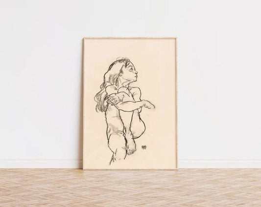 vintage poster, Minimalist decoration, gallery wall, famous art, egon schiele art, egon schiele poster, rare egon schiele, Portrait of a girl Beige, art print, baby gifts, Gifts for wife, Gifts for sister, Gifts for mom, Gifts for husband, Gifts for girls