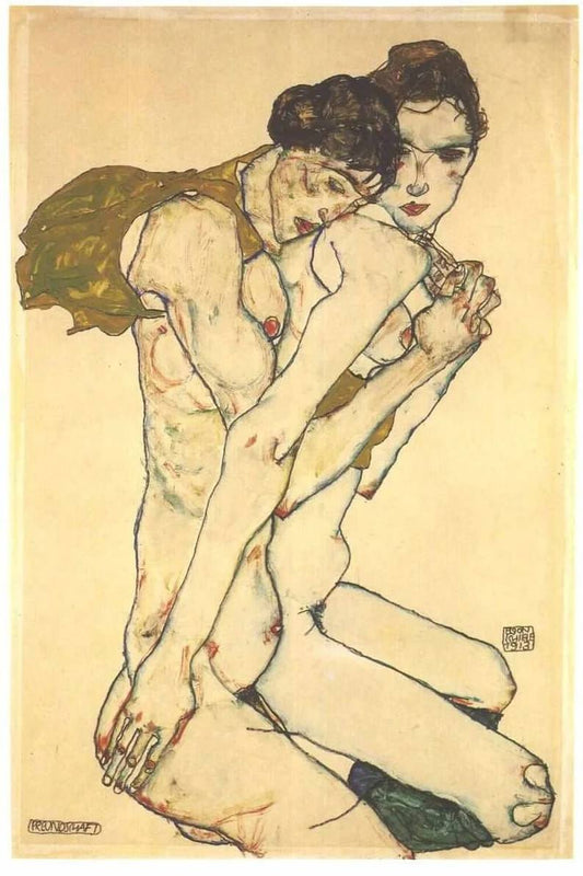 beige poster, gallery wall, rare egon schiele, Old lesbians, vintage gay, gay print, gay painting, schiele man, Gift for homosexual, couple, rare art, baby gifts, Gifts for wife, Gifts for sister, Gifts for mom, Gifts for husband, Gifts for girls, Gifts for children, Gifts for girlfriend