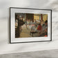 An elegant presentation of "The Dance Class" by Edgar Degas, framed and hung in a modern room. The artwork depicts ballerinas in a dance studio, captured in the midst of their exercises and practices, focusing on movement and grace. This art reproduction enhances the aesthetic appeal of any living space, perfect for ballet and classical art enthusiasts. Keywords: Wall Art, home decor, painting, art reproduction, famous artist, Poster, print, Edgar Degas, The Dance Class