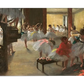 An exquisite reproduction of "The Dance Class" by Edgar Degas, showing a group of dancers practicing in a large ballroom. The scene is full of movement and detail, highlighting the figures in their white tutus with colorful ribbons. This printed poster is perfect for adding a touch of classic elegance and love of ballet to any home decor. Keywords: Wall Art, home decor, painting, art reproduction, famous artist, Poster, print, Edgar Degas, The Dance Class.