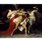 A dramatic painting showing Orestes being tormented by three Furies. The central figure, Orestes, is nearly nude, while the Furies surround him with intense expressions, one holding a torch, creating a sense of chaos and despair.