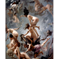  A dramatic painting depicting witches soaring through a stormy sky on their way to the Sabbath. The scene is filled with dynamic, swirling figures of both witches and fantastical creatures, creating an eerie and chaotic atmosphere.