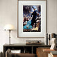 Displayed in a modern, elegant frame, the intense scene of souls reaching toward the cloaked figure enhances the room with a sense of mythology and mysticism. The vivid colors and dark aura create an impactful centerpiece.