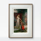 Displayed in a modern white frame, this iconic image of a queen knighting a noble warrior adds a touch of medieval romance and grandeur to the room. The serene scene of chivalry exudes timeless elegance.