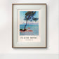 The same landscape painting is framed in a simple wooden frame with white matting. The solitary tree and distant mountains create a peaceful and picturesque view of nature.
