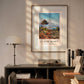 In a cozy, modern room, the framed "View of Antibes" is displayed with soft light casting a warm glow on the painting. The piece enhances the calm atmosphere of the room with its peaceful, natural tones.