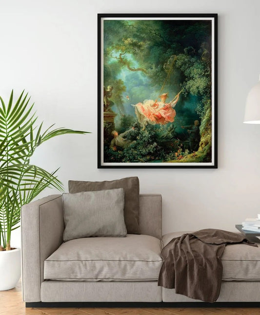 Fragonard's "The Swing" Rococo Baroque Poster - Maximalist Art Print, Antique Wall Decor, 18th Century Masterpiece, Luxurious Vintage Poster