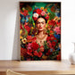 Frida Garden Poster, Tropical Wall Art, Vibrant Color, Floral Artwork, Frida Kahlo Poster, Boho Mexican Art, Feminist Icon Print, Frida Art