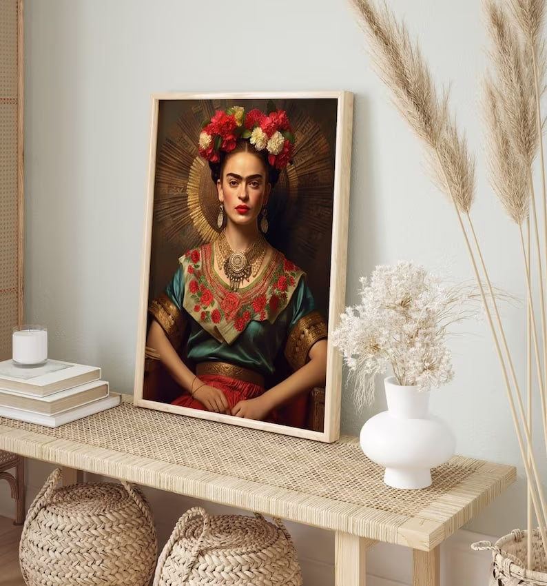 Frida Kahlo Portrait | HIGH QUALITY | Copper Painting, Frida Kahlo Print, Large Size, Frida Khalo Wall Art, Gallery Wall, Frida Kahlo Poster