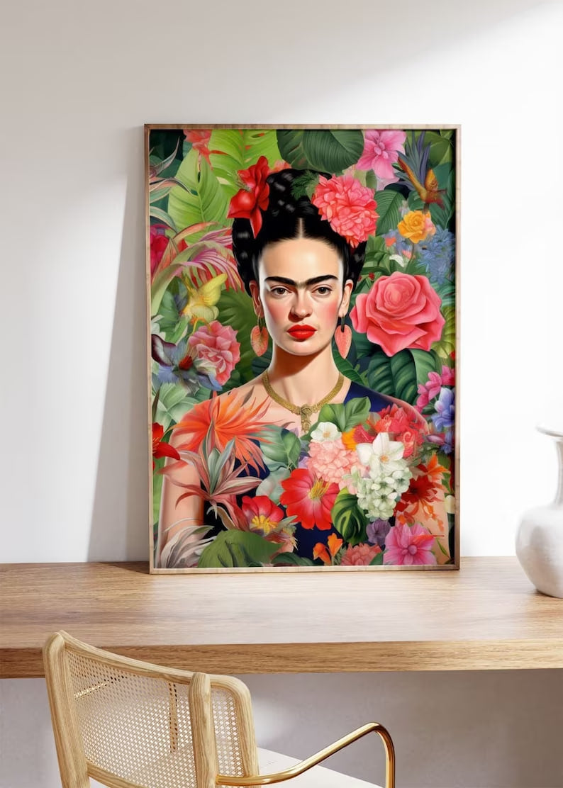 Frida Kahlo Poster, Flower Wall Art, Mexican Poster, Feminism Art, Frida Print, |HIGH QUALITY POSTER| Modern Wall Art, Mexican Home Decor