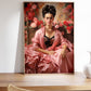 Frida Kahlo Print, Frida self Portrait, Flower Print, Pink Frida Poster, Feminist Wall Art |HIGH QUALITY POSTER| Pink Boho Home Decor