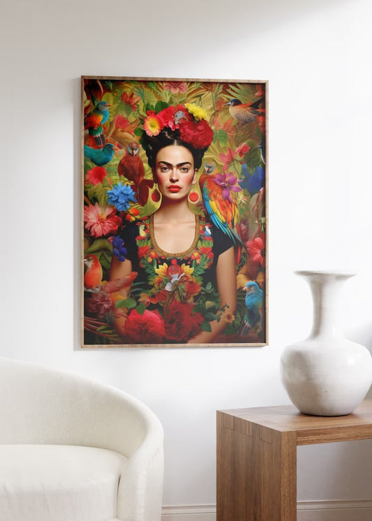 Frida's Tropical Poster, Tropical Wall Art, Vibrant Color, Floral Wall Art, Modernist Decor, Boho Mexican Art, Feminist Icon PrintWall Art, Home decor, Poster, Print, Art print, Gallery Wall Art, Contemporary Art, Room decor, Painting, Fine Arts Poster, Housewarming gift, 01posterstreet, classic art, gift for mum, gift for friend.