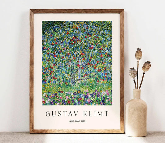 Gustav Klimt Print, Apple Tree Art, Branches wit Red Apples Landscape Poster, Garden Flowers Art Nouveau Print, Botanical Poster, PRINTABLE
