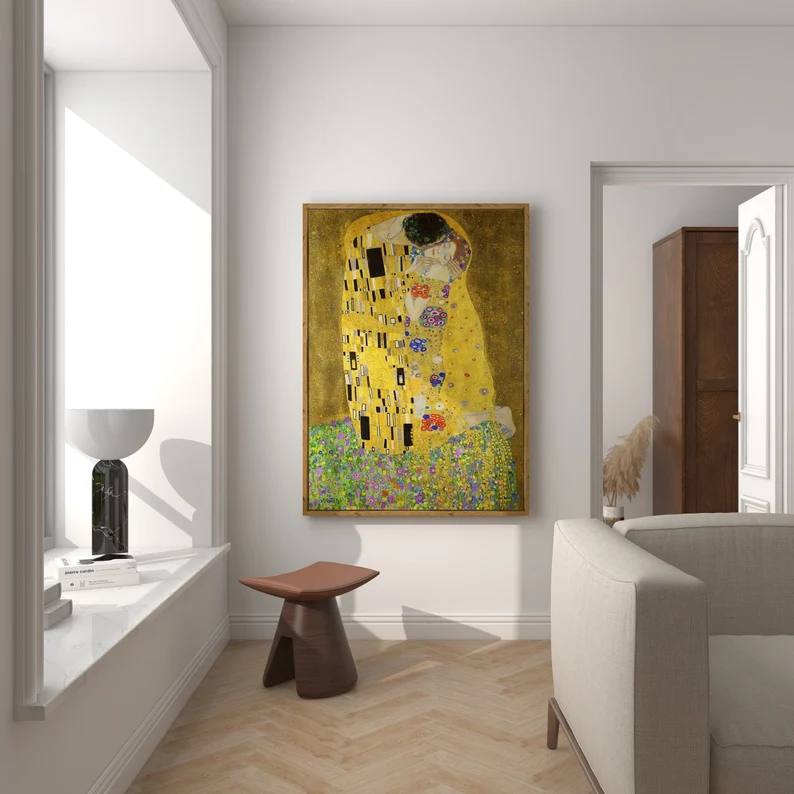 housewarming gift, klimt painting, Art of Gustav Klimt Gustav, Klimt poster, Gustav Klimt print, Eclectic Bohemian, The klimt kiss, Famous artist, Yellow wall decoration, baby gifts, Gifts for wife, Gifts for sister, Gifts for mom, Gifts for husband, Gifts for girls
