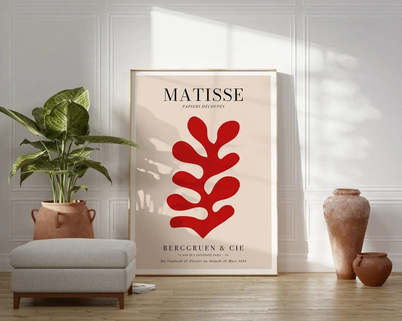 Henri Matisse Exhibition Poster, Red Floral, Abstract print, Modern Wall Art, Contemporary Art, Museum Gallery Decor |HIGH QUALITY POSTER|