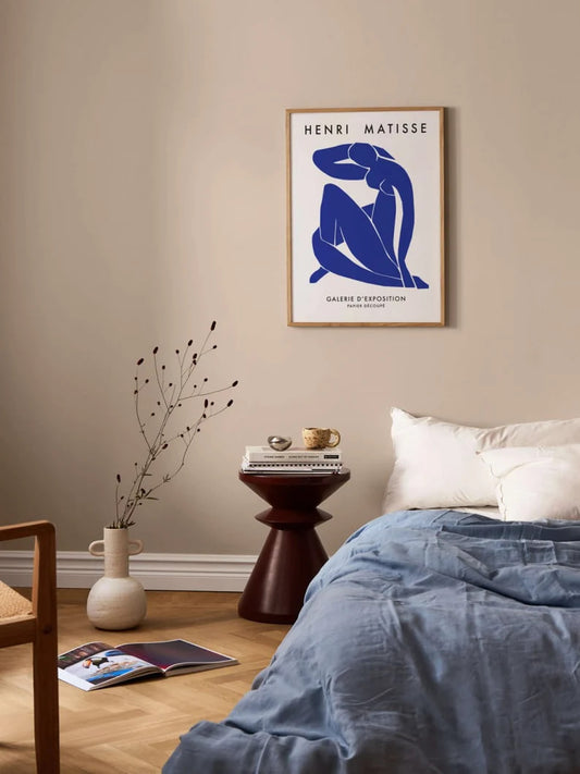 Henri Matisse Poster, Woman in Blue Print, Artistic Female Figure Artwork, Blue Wall Decor, Vintage Henri Matisse Gaallery Wall Art, Matisse