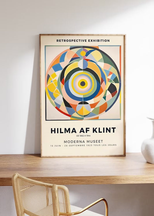 Hilma af Klint Retrospective Exhibition Poster: Mystical Painting, Pioneer of Abstract Art, Vintage Modern Home decor, Abstract Exhibition