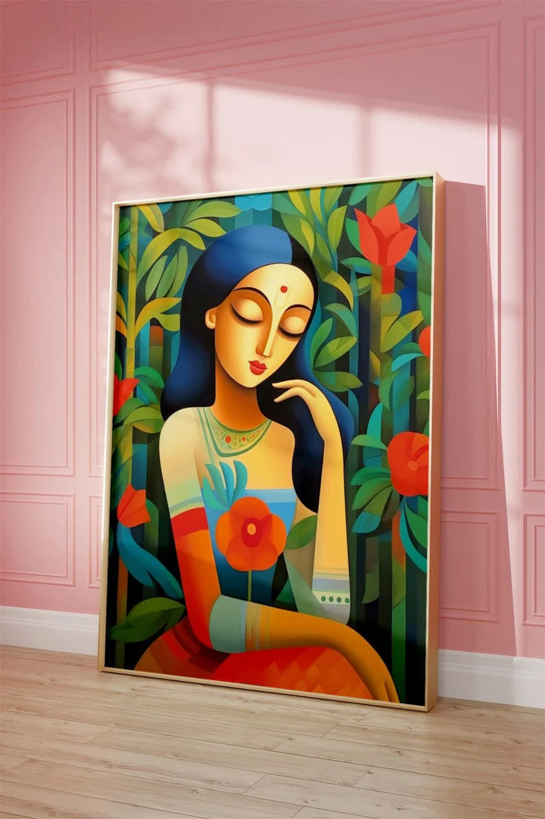 Wall art, print, Poster, Housewarming, Home decor, Girl, Art print, art, Aesthetic, Gifts, Vintage, Interracial Poster, Women Power, Colorful Print, Feminism Art, Ethnic Woman