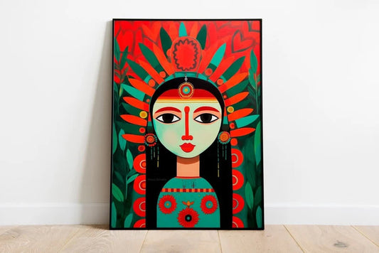 Indian Print, Feminist Art, Cultural Diversity Poster, Modern Wall Art, Colorful painting, Ethnic Painting, Large poster, Female Portrait