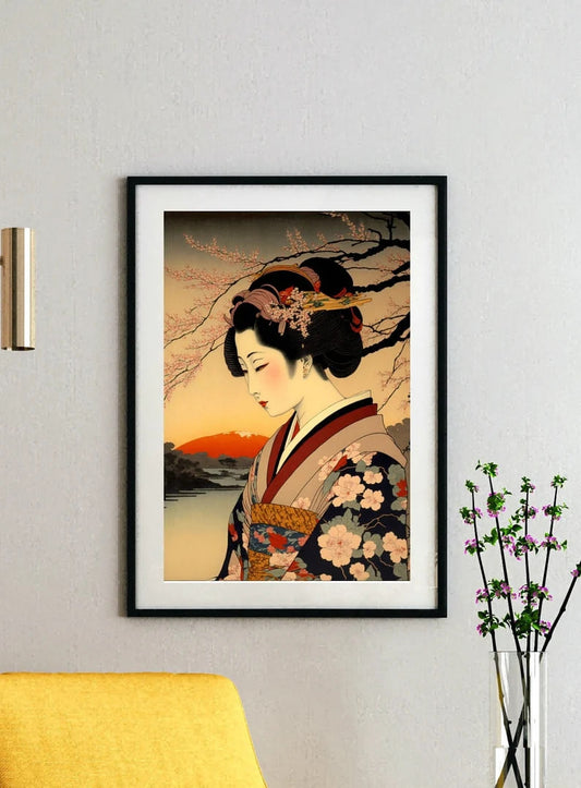 Japan Art - Melancholic Geisha - Tsuchiya Koitsu Print Ukiyo-e Poster Edo Period Japan Koitsu Poster Wall Art Living Room Print