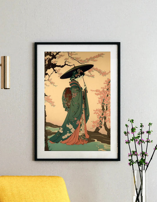 Japan Art - Woman with a parasol - Tsuchiya Koitsu Print Ukiyo-e Poster Edo Period Japan Koitsu Poster Wall Art Living Room Print
