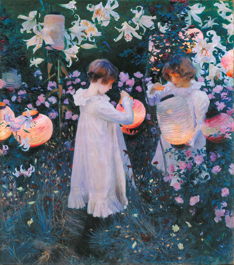 John Singer Sargent - Carnation Lily Rose Print Poster Wall art, Home Decor, Vintage Poste, Poster, Vintage, housewarming gift, Gifts for sister, Gifts for mom, Gifts for friends,Gifts, 	Art, Painting