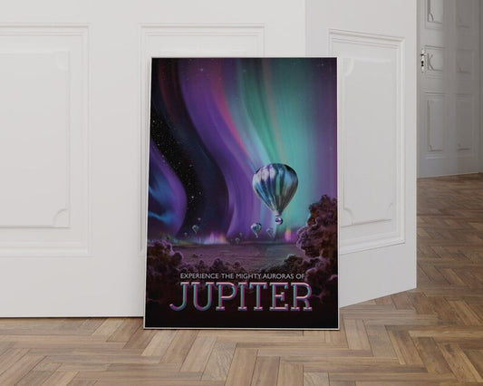 Jupiter Auroras Poster: Vibrant Purple NASA Wall Art, Celestial Space Print, Galactic Decor, Planetary Artwork, Astronomy Gift, Space Travel
