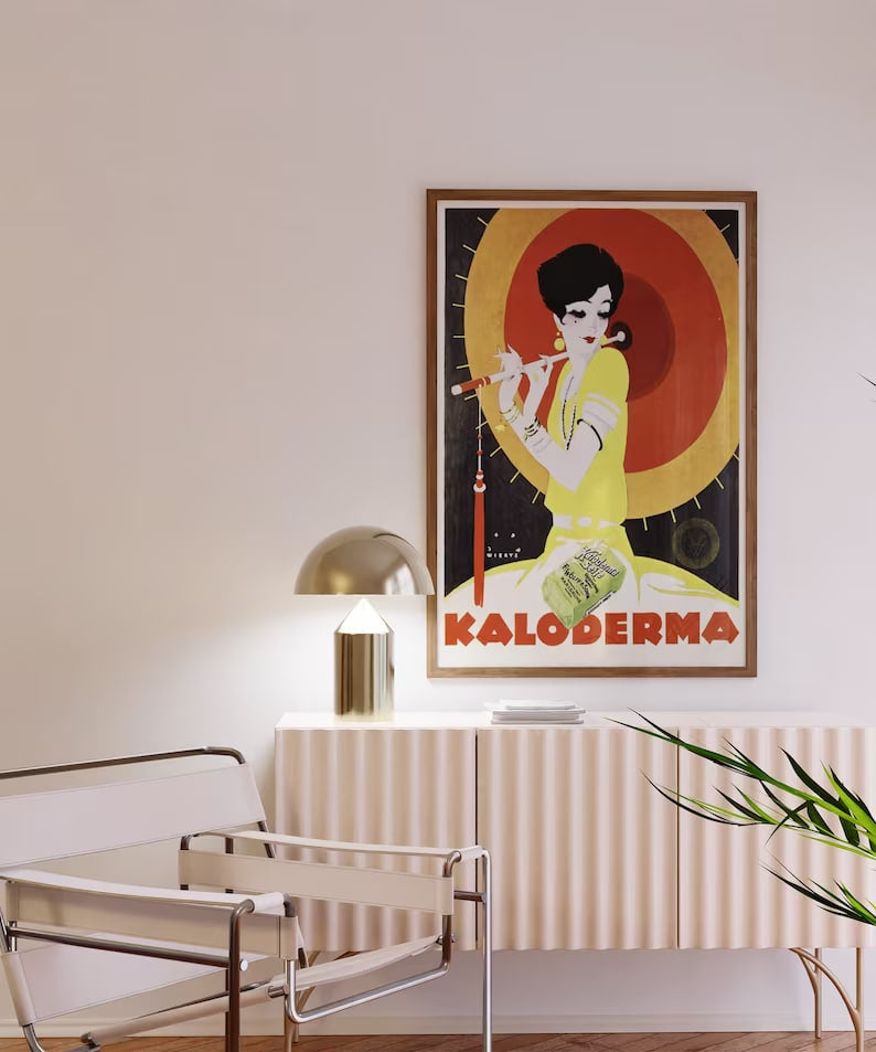Kaloderma Poster, Woman Art Print, Vintage Italian Skincare Poster, Elegance Wall Art, Retro Poster, Female print, Umbrella Artwork Decor