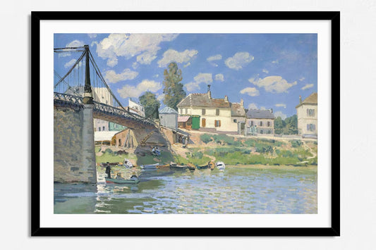 Landscape Painting by Alfred Sisley, Vintage Exhibition Poster, Bridge and River Impressionist Painting, Wall Art, Home Decor