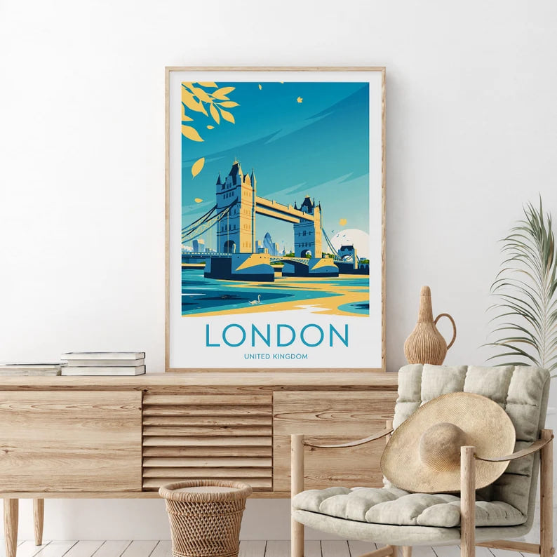 London travel print - United Kingdom, London poster, Tower Bridge, Wedding gift, Birthday present, Custom Text, Personalised Gift