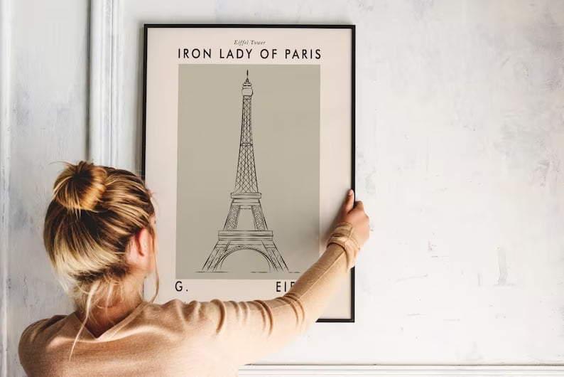 Minimalist City Poster, Eiffel Tower Print, Paris Landmark Decor, Fine Art Print, Modern Wall Art, French Icon Artwork, Contemporary Decor