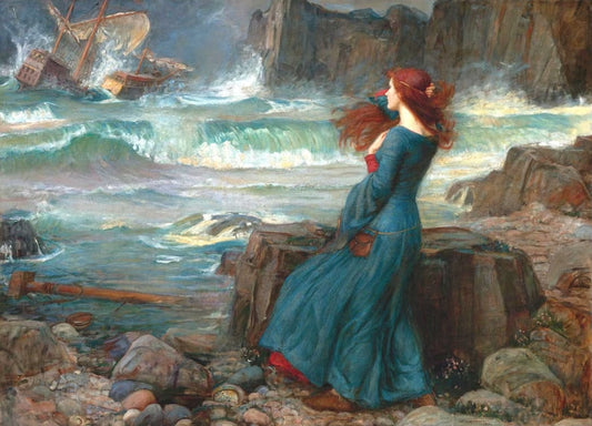 Miranda - The Tempest Painting By John William Waterhouse  Wall art, Home Decor, Vintage Poste, Poster, Vintage, housewarming gift, Gifts for sister, Gifts for mom, Gifts for friends,Gifts, 	Art, Painting