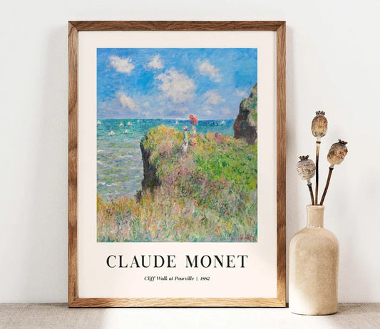 Monet Print, Cliff Walk at Pourville, Claude Monet Wall Art, Landscape art Poster, Coastal Mountains Print, Monet Poster Digital PRINTABLE