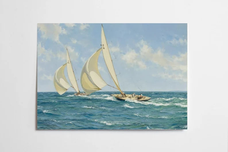 Montague Dawson "The Sporting Contest" Painting Reproduction - HIGH QUALITY PRINT -Sailboat, Naval painting, Sail Ship racing, Seascape