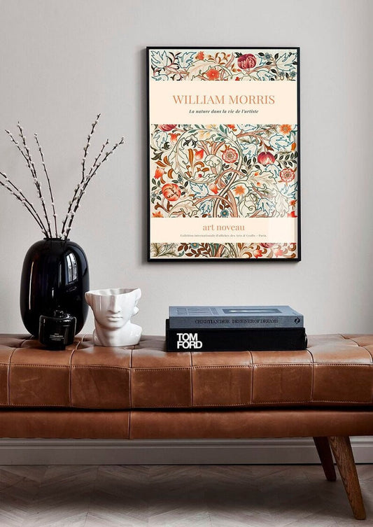 Morris Exhibition Art, William Morris Print, William Morris Floral Decor, Art Nouveau Exhibition, Vintage Poster, Flower Print, Textiles Art