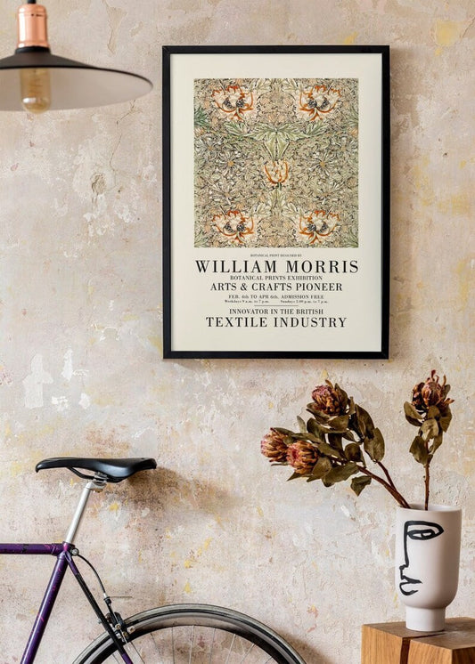 Morris Exhibition Poster, William Morris, Floral Pattern, Vintage Artwork, Botanical Decor, Classic Wall Art, Floral Art, Large size Print