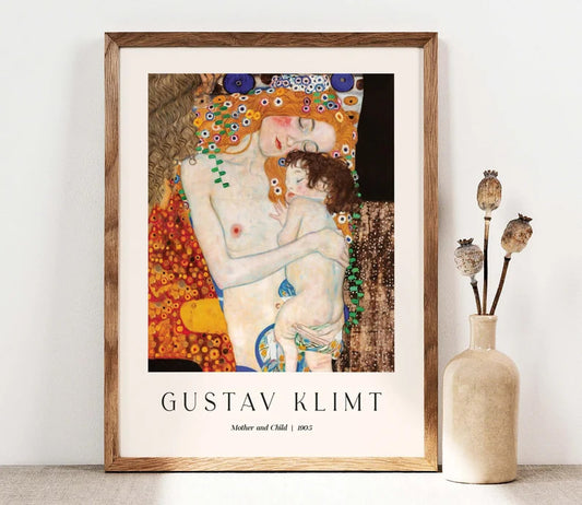 Mother and Child Print, Gustav Klimt Print, Modern Portrait Painting, Art Nouveau Print, Nursery Decor, Printable Wall Art Digital Print